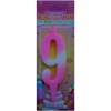 Свічка цифра 9 рожева